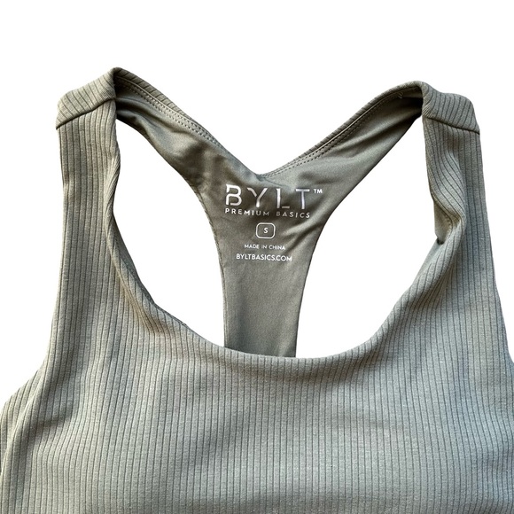 BYLT Olive Green Ribbed Tank Top Size Smal - Picture 7 of 8